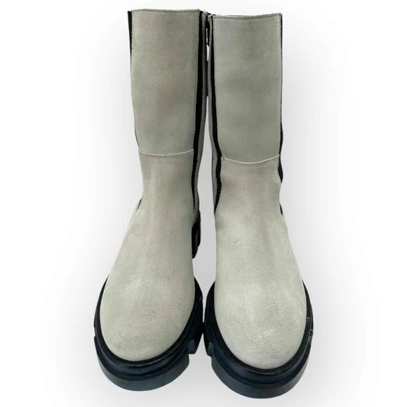 Free People Brooks Suede Gray Lug Sole Chelsea Boot Elastic Side Panel Size 36.5