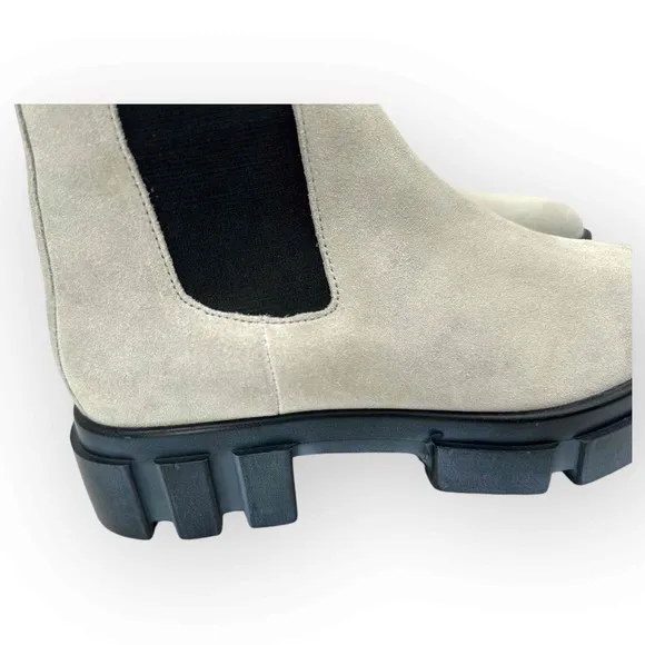 Free People Brooks Suede Gray Lug Sole Chelsea Boot Elastic Side Panel Size 36.5