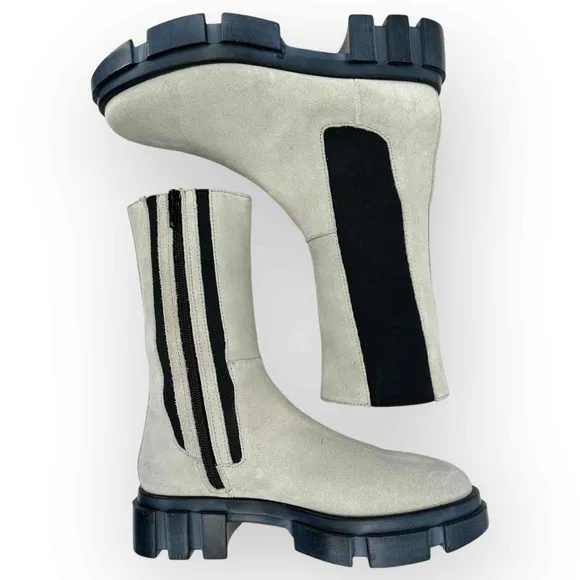 Free People Brooks Suede Gray Lug Sole Chelsea Boot Elastic Side Panel Size 36.5