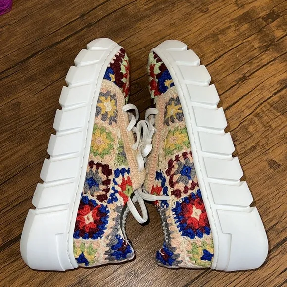 Free People Catch Me If You Can Crochet Women's Platform Sneakers- 38 EU