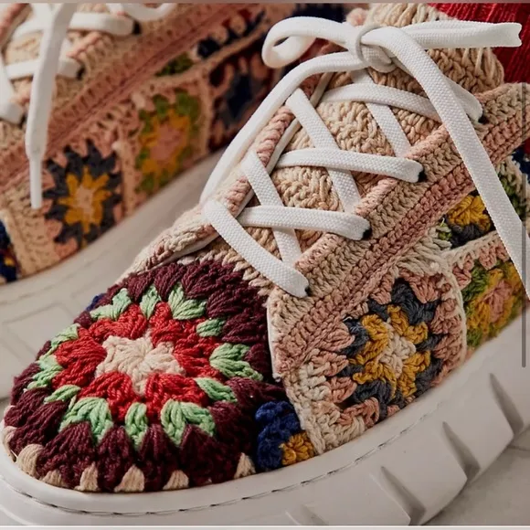 Free People Catch Me If You Can Crochet Women's Platform Sneakers- 38 EU