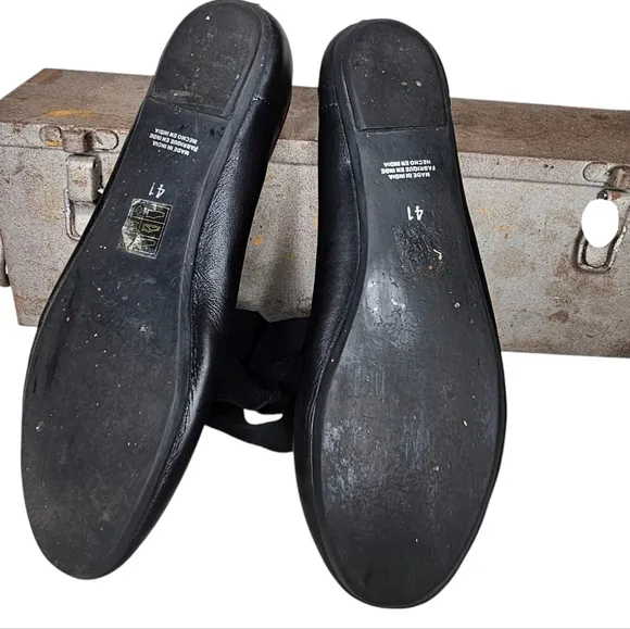 Free People Cece Wrap Ballet Flats Almond Toe Black Ankle Wrap Size 41 U…