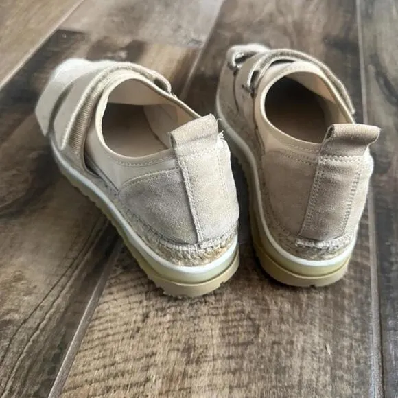 FREE PEOPLE Chaplin Double Take Espadrille Platform Sneakers,Tan/Cream, 38 (7.5)