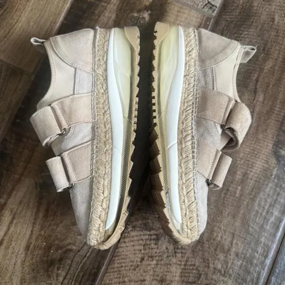FREE PEOPLE Chaplin Double Take Espadrille Platform Sneakers,Tan/Cream, 38 (7.5)