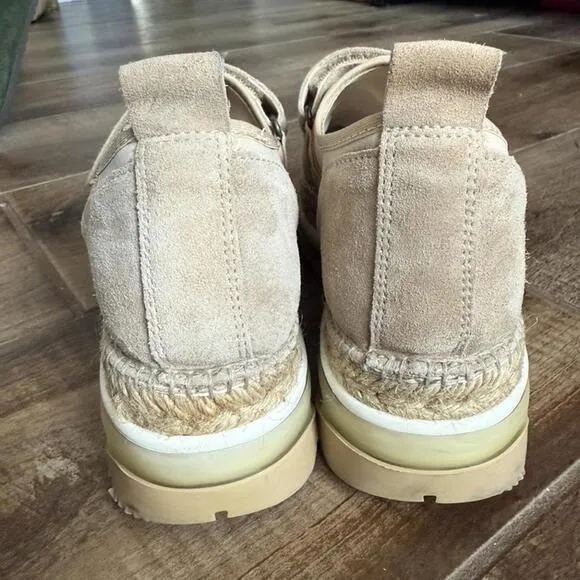 FREE PEOPLE Chaplin Double Take Espadrille Platform Sneakers,Tan/Cream, 38 (7.5)