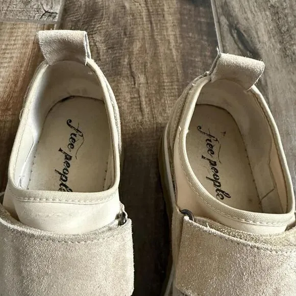 FREE PEOPLE Chaplin Double Take Espadrille Platform Sneakers,Tan/Cream, 38 (7.5)