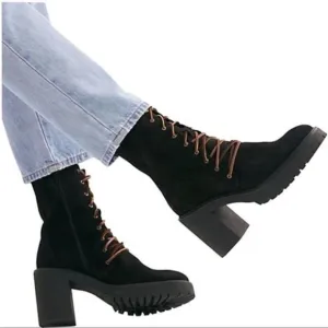 Free people Dylan black suede combat boots