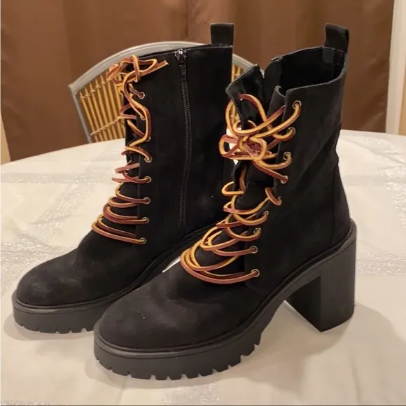 Free people Dylan black suede combat boots