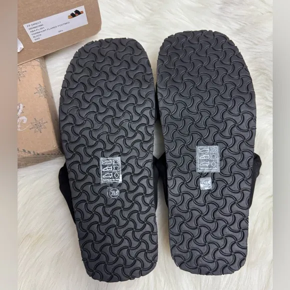 Free People Fairmount Flared Sandals Slip on Puffy Straps Black
