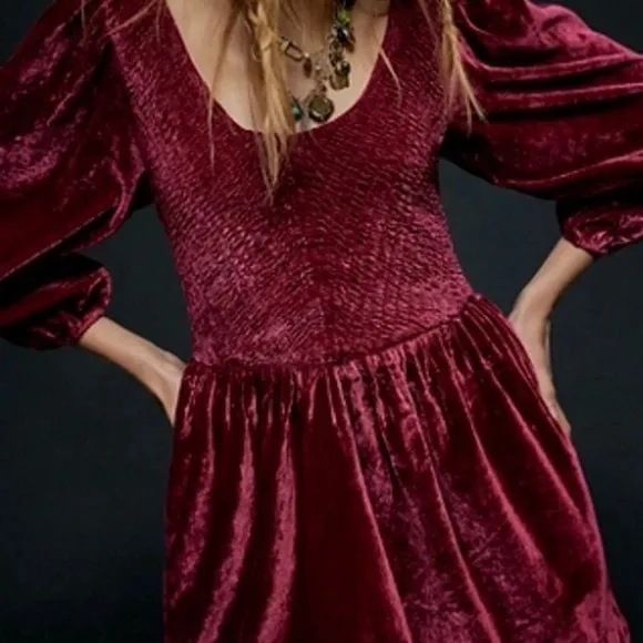 Free People Farrier Velvet Mini Dress Boysenberry