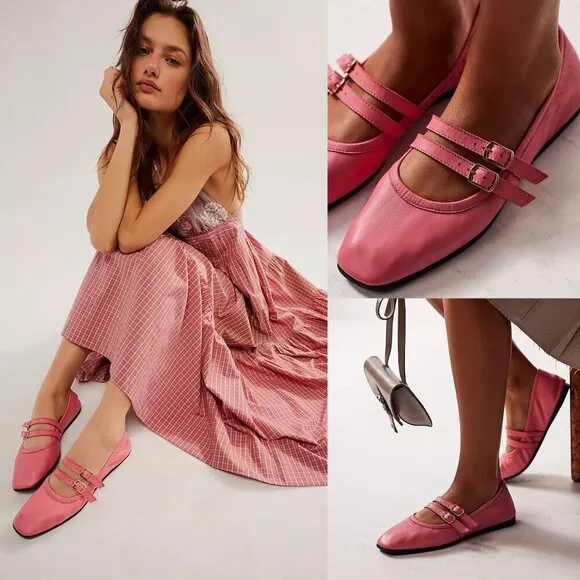 Free People Gemini Ballet Flats in Watermelon Size 7.5 NWOT $98