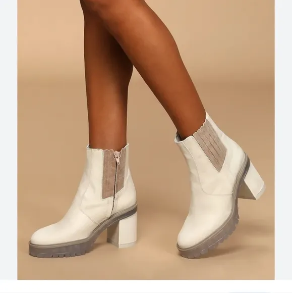 Free People James Ice Leather Chelsea Boots Size 7.5