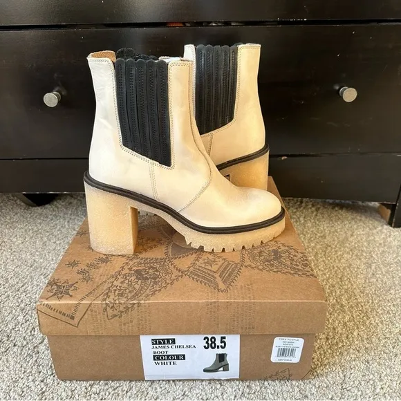 FREE PEOPLE JAMES WHITE LEATHER CHELSEA BOOTS