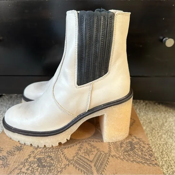 FREE PEOPLE JAMES WHITE LEATHER CHELSEA BOOTS