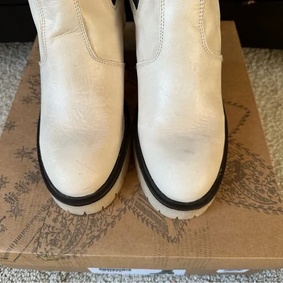 FREE PEOPLE JAMES WHITE LEATHER CHELSEA BOOTS