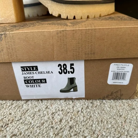 FREE PEOPLE JAMES WHITE LEATHER CHELSEA BOOTS