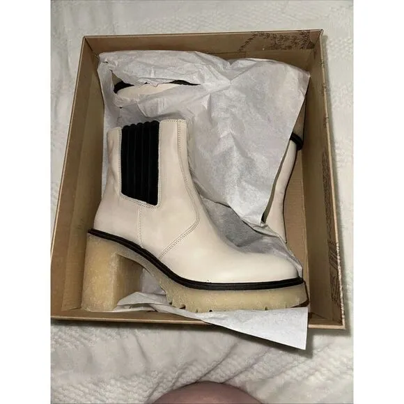 Free People James Chelsea Boot White Leather Size 39 New In Box Retail $188