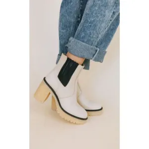 Free People James Chelsea Boot White Leather Size 39 New In Box Retail $188