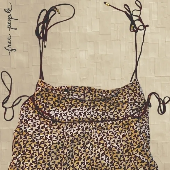 FREE PEOPLE Kai Print Slinky-Long-Tie-Strap Empire Waist Minidress NWT/LG