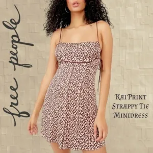 FREE PEOPLE Kai Print Slinky-Long-Tie-Strap Empire Waist Minidress NWT/LG