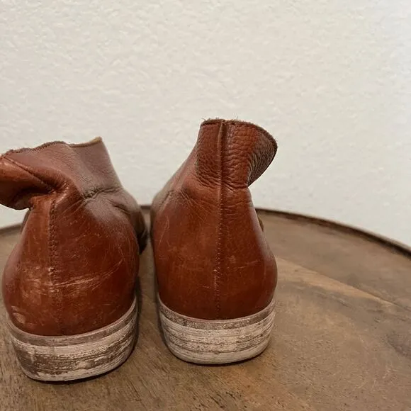 Free People Luggage Brown Leather Royale Flat Shoes Women's Size 39 US 9