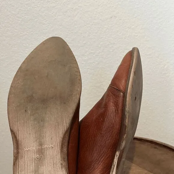 Free People Luggage Brown Leather Royale Flat Shoes Women's Size 39 US 9