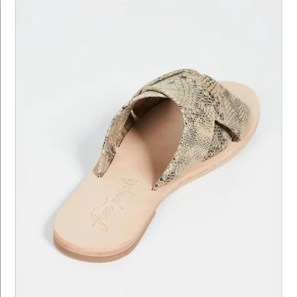 Free People Rio Vista Slide Sandals in Beige Snake