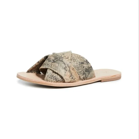 Free People Rio Vista Slide Sandals in Beige Snake