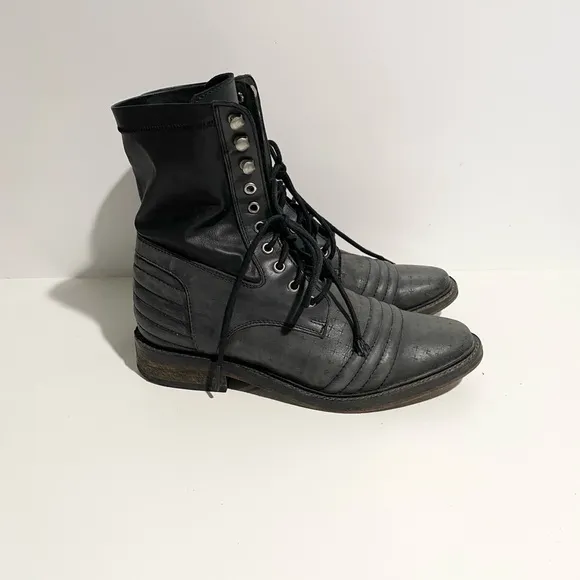Free People Sounder Lace-Up Moto Combat Boots Size 38
