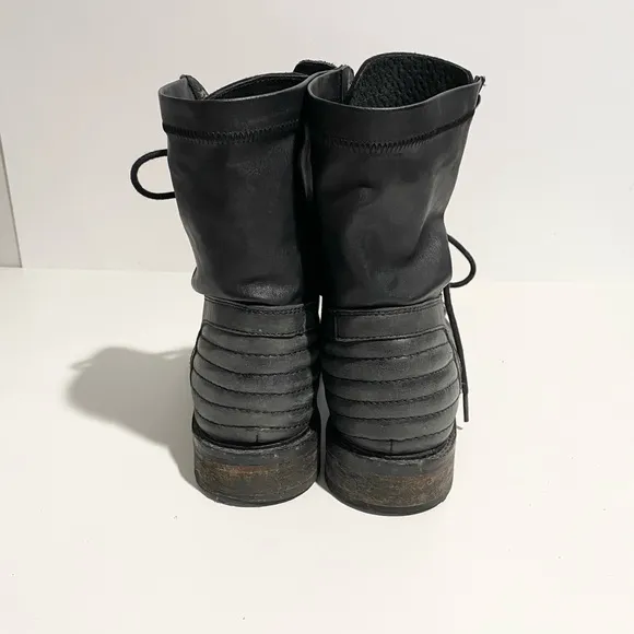 Free People Sounder Lace-Up Moto Combat Boots Size 38