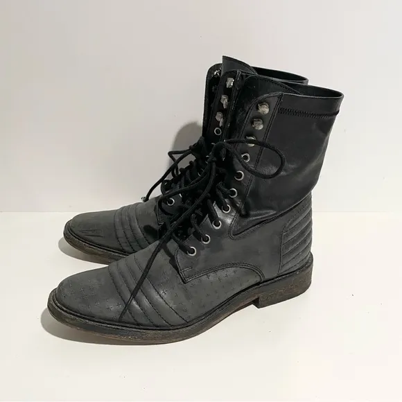 Free People Sounder Lace-Up Moto Combat Boots Size 38