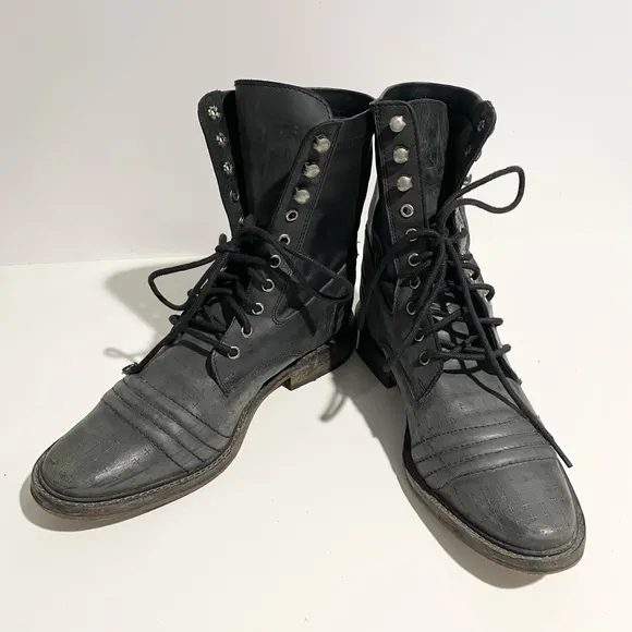 Free People Sounder Lace-Up Moto Combat Boots Size 38