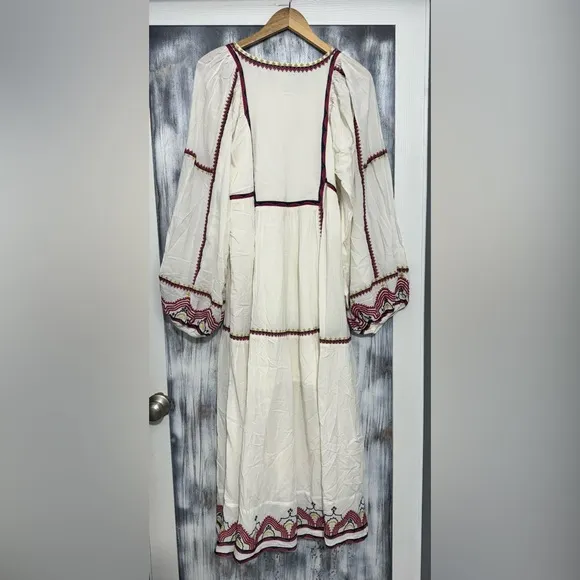 Free People Sweet Escape Midi Embroidered Bohemian Dress Size Medium ~ NWOT