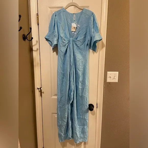 Free People Vintage Summer Midi Dress Sky Blue Small NWT