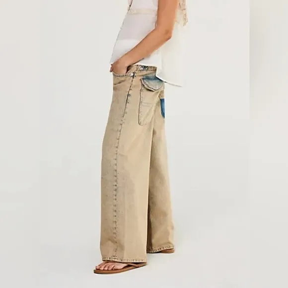 Free People We The Free Waterfalls Baggy Wide Leg Jeans