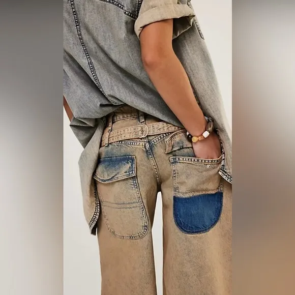 Free People We The Free Waterfalls Baggy Wide Leg Jeans