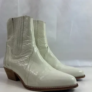 Free People White Leather Frontier Chelsea Western/Disco Women's Ankle Boots