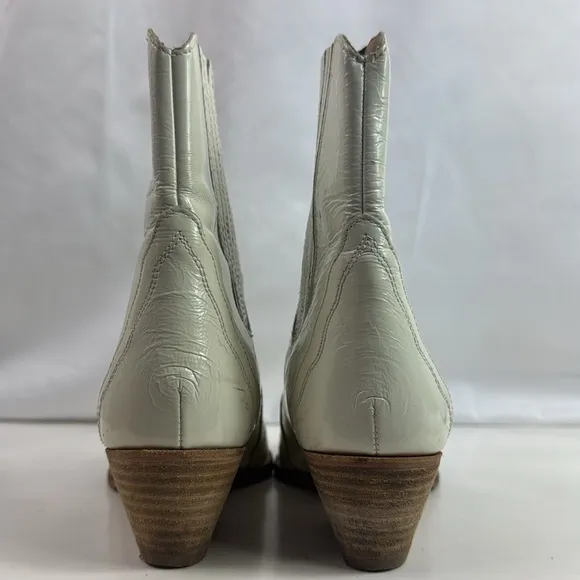 Free People White Leather Frontier Chelsea Western/Disco Women's Ankle Boots