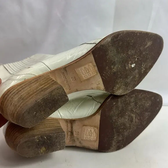 Free People White Leather Frontier Chelsea Western/Disco Women's Ankle Boots