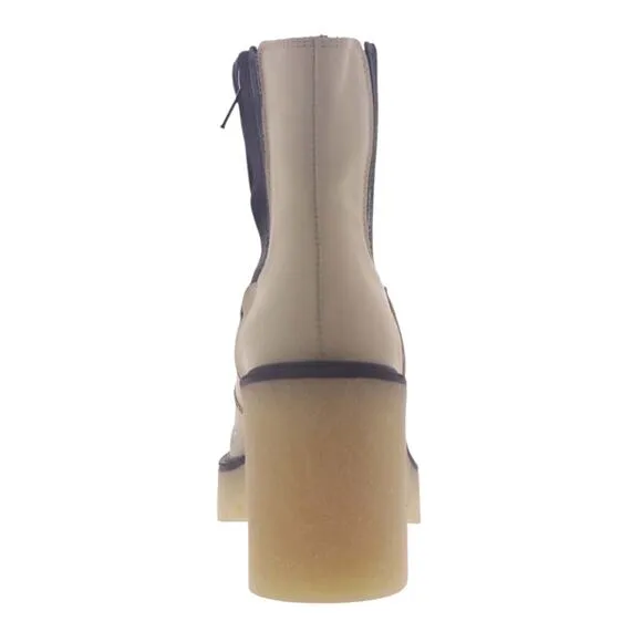 Free People Women's James Leather Chunky Lug Sole Chelsea Boots Bone Size 8