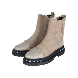 Free People Women's US 7 Tate Oyster Suede Studded Lug Sole Chelsea Boots New