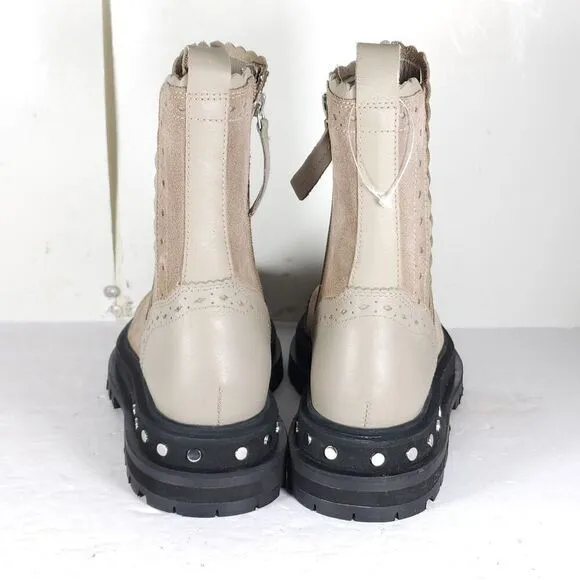 Free People Women's US 7 Tate Oyster Suede Studded Lug Sole Chelsea Boots New
