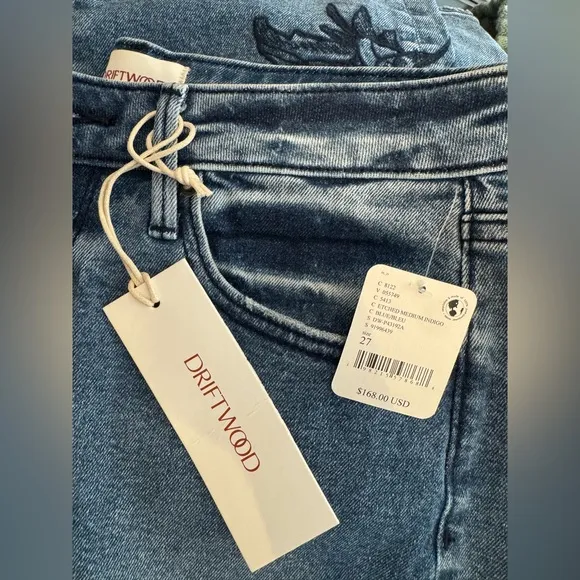 Free People x Driftwood Floral Embroidered Royce Jeans NWT
