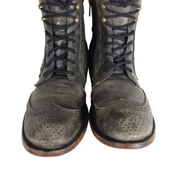 Freebird By Steven Men's BROOM Bradford US9 Brown Leather Distress Combat Boots