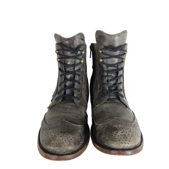Freebird By Steven Men's BROOM Bradford US9 Brown Leather Distress Combat Boots
