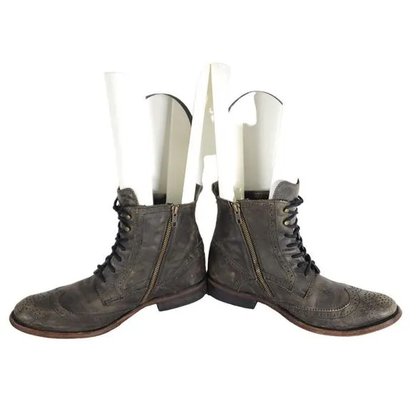 Freebird By Steven Men's BROOM Bradford US9 Brown Leather Distress Combat Boots