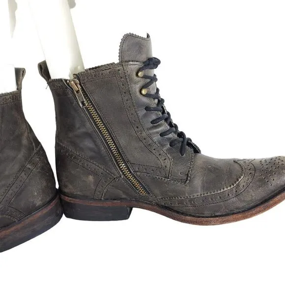 Freebird By Steven Men's BROOM Bradford US9 Brown Leather Distress Combat Boots