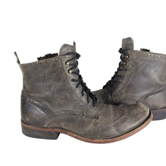 Freebird By Steven Men's BROOM Bradford US9 Brown Leather Distress Combat Boots