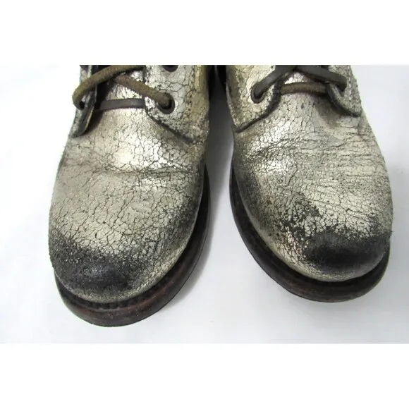 Freebird Gold Crackle Leather Manchester Zip Sides Combat Boots Size 6 EUC