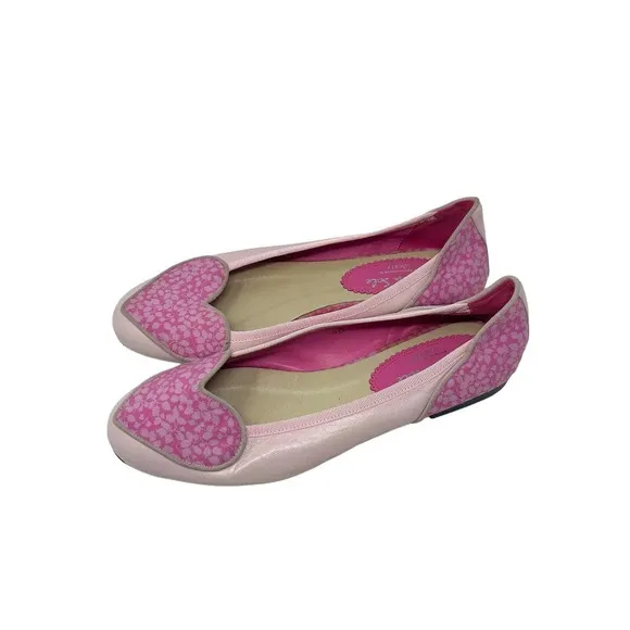 French Sole for Liberty Of London Love Heart Pink Leather Flats Size 40 9.5
